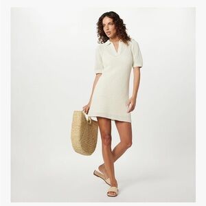 The Drop Women's Melia Collared Crochet Micro Mini Dress